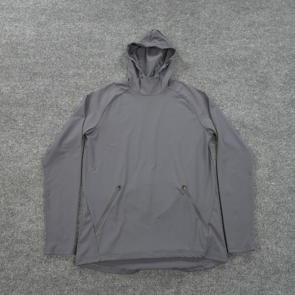 Barbell Hoodie Mens Medium Gray Stretch Performance Pullover Gym Training‎ Layer